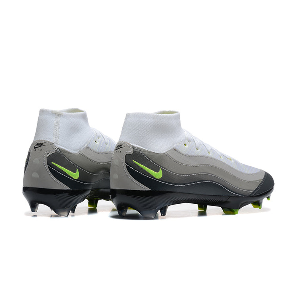 Chuteira Campo Nike Air Zoom Mercurial Superfly 10 Elite FG Branca, Cinza e Verde
