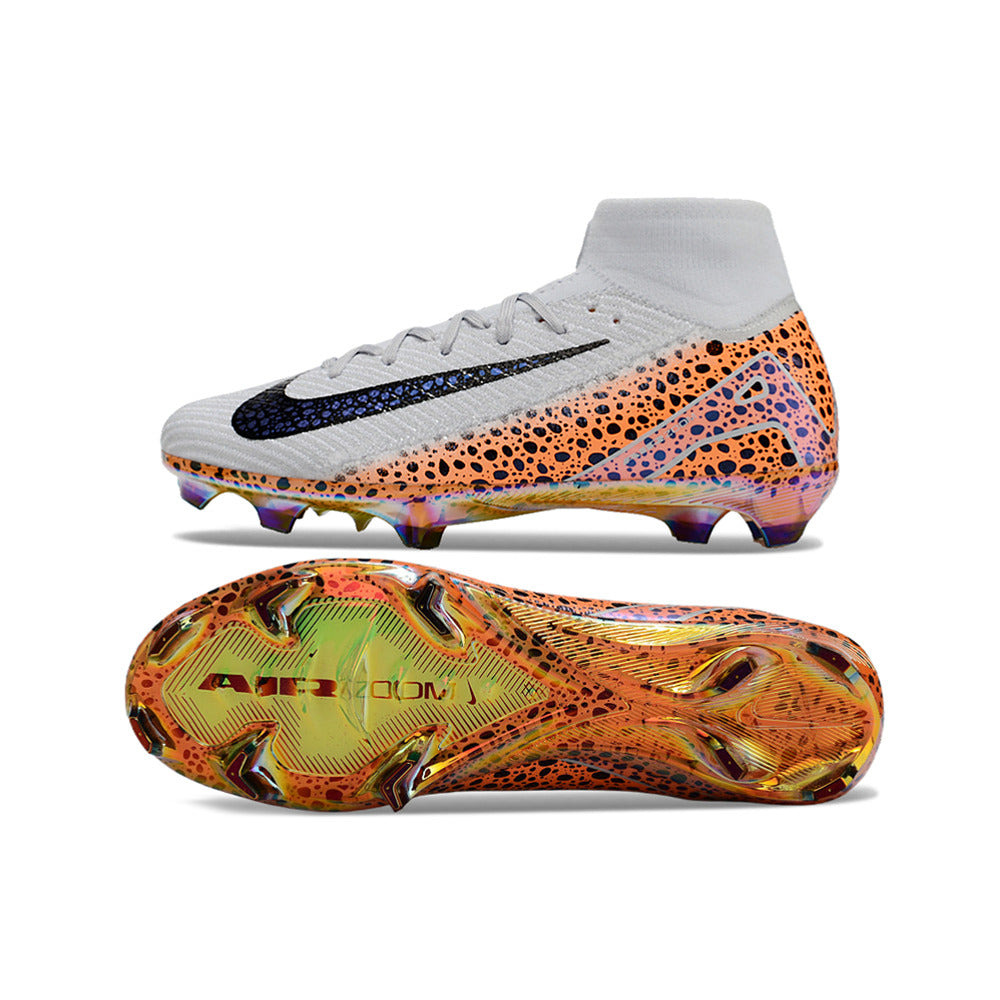 Chuteira Campo Nike Air Zoom Mercurial Superfly 10 Elite FG Branca, Laranja e Preto 