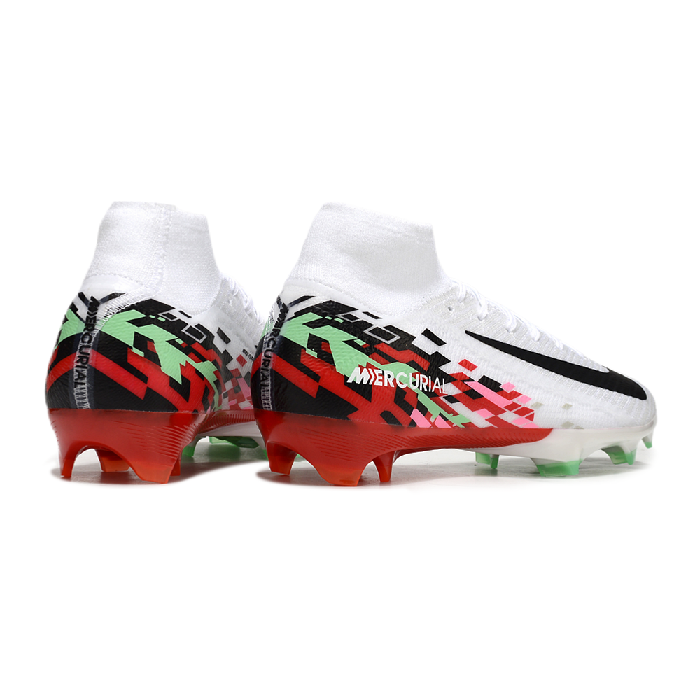 Chuteira Campo Nike Air Zoom Mercurial Superfly 10 Elite FG Branca, Vermelha e Verde