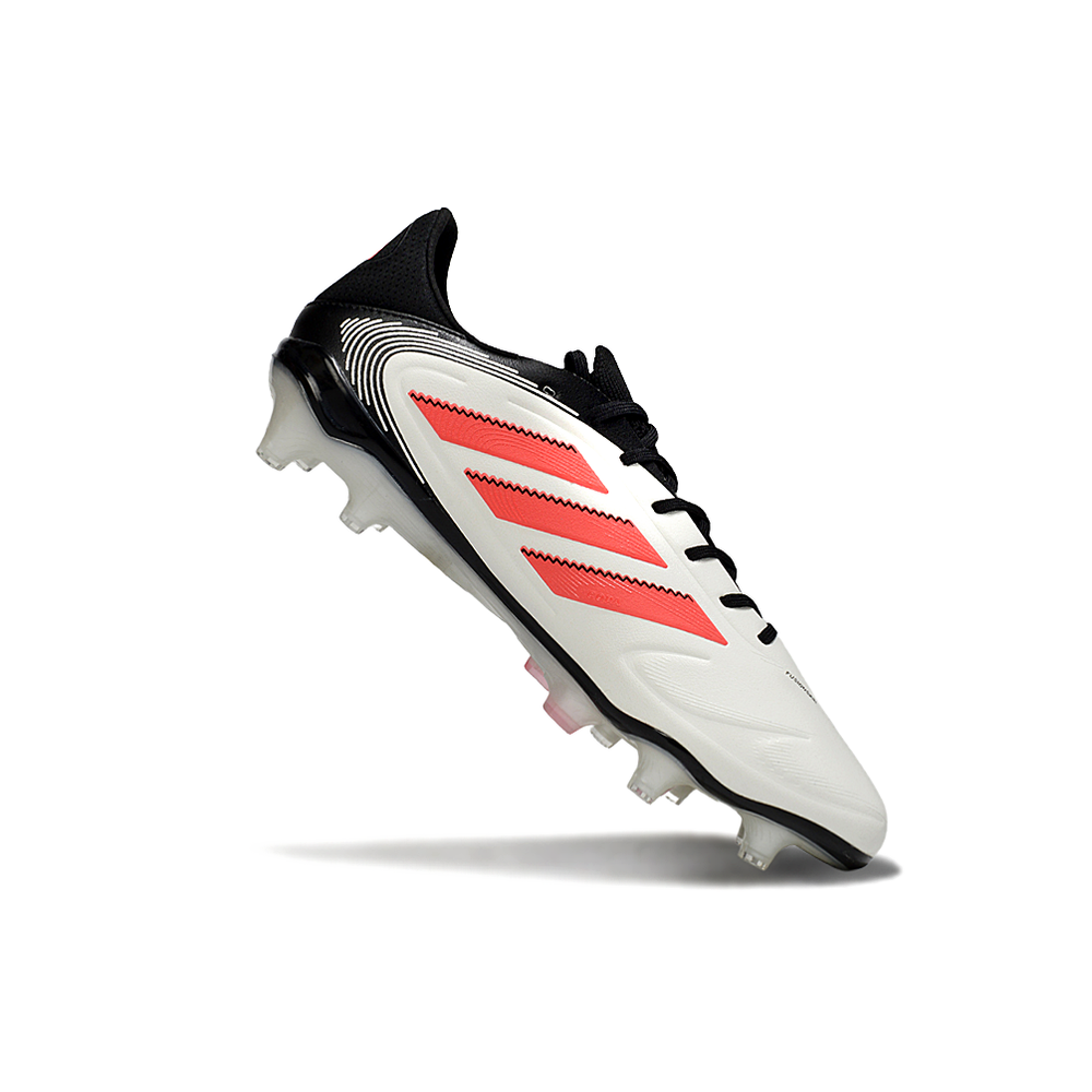 Chuteira Campo Adidas Copa Pure II Elite FG Branca, Vermelha e Preta