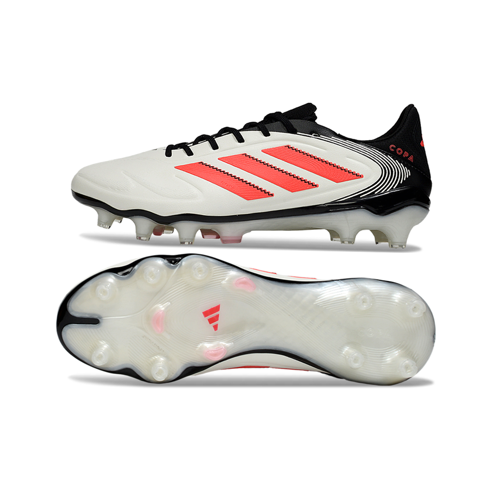 Chuteira Campo Adidas Copa Pure II Elite FG Branca, Vermelha e Preta
