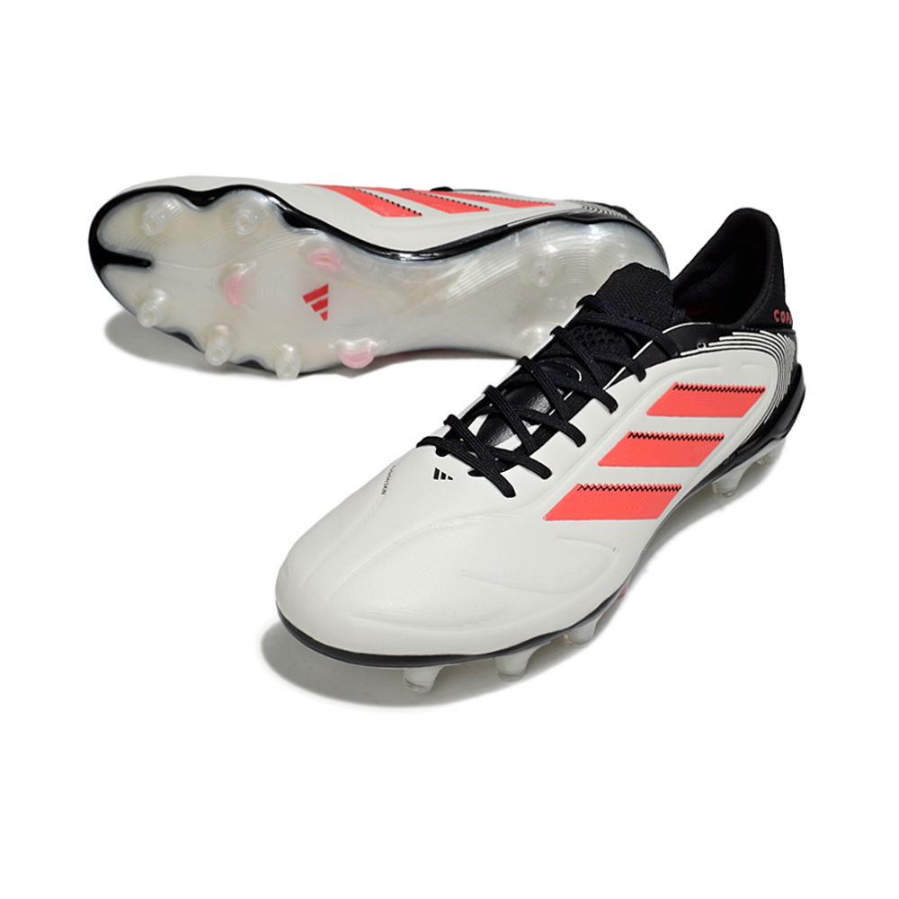 Chuteira Campo Adidas Copa Pure II Elite FG Branca, Vermelha e Preta
