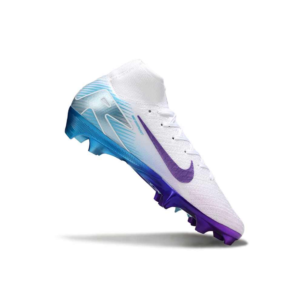Chuteira Campo Nike Air Zoom Mercurial Superfly 10 Elite FG Branco, Roxo e Azul 'Chromatic