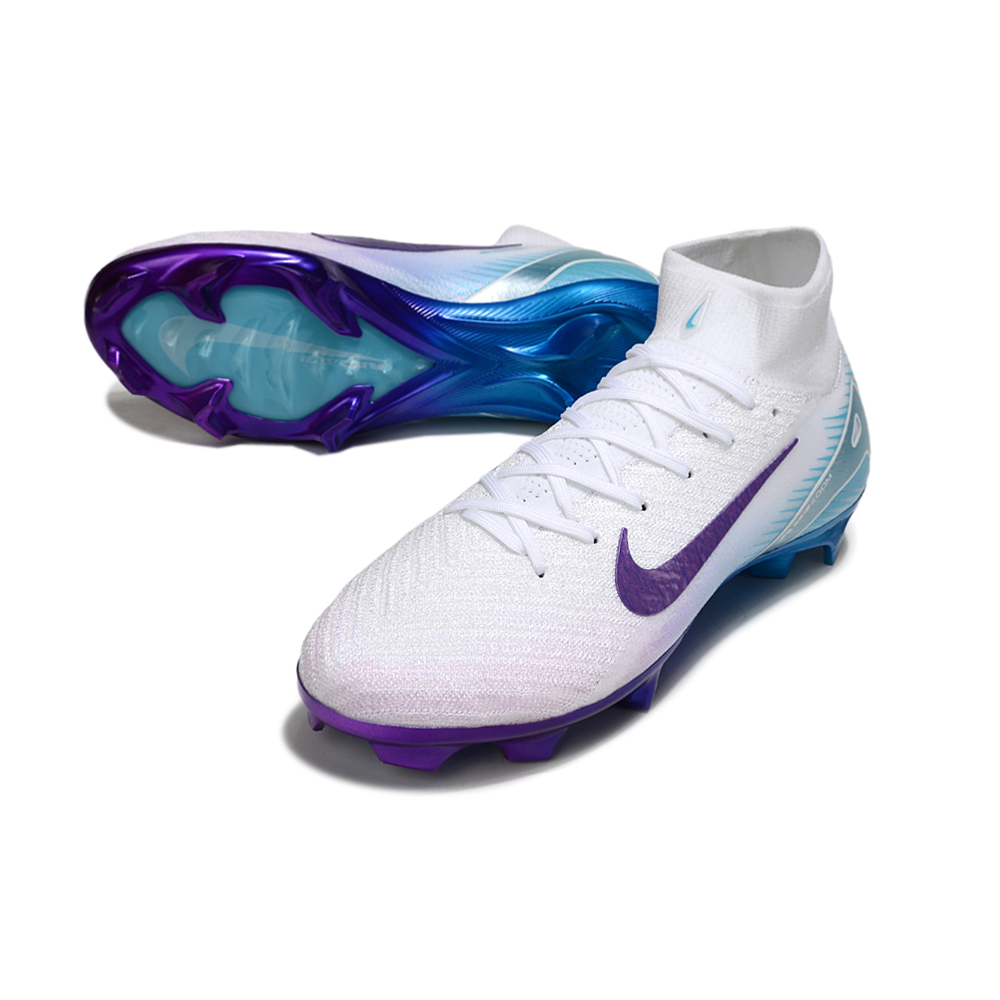 Chuteira Campo Nike Air Zoom Mercurial Superfly 10 Elite FG Branco, Roxo e Azul 'Chromatic