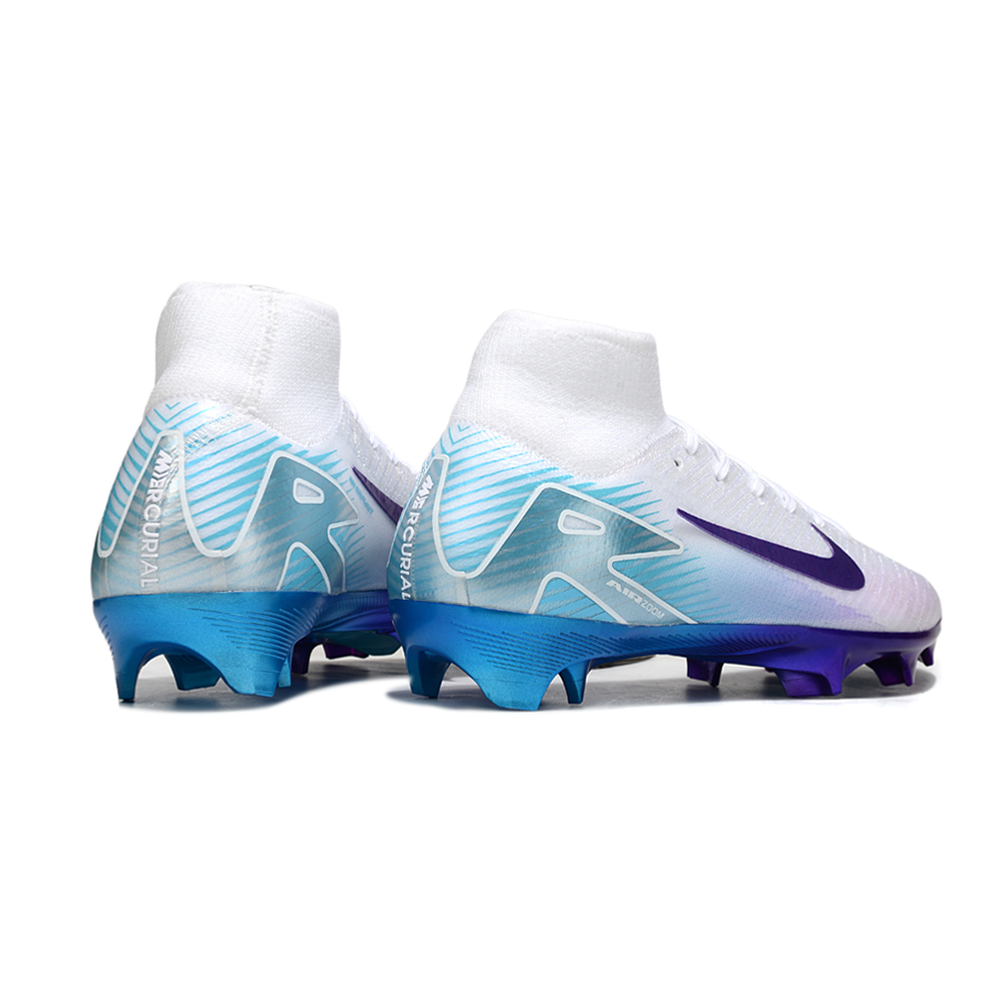 Chuteira Campo Nike Air Zoom Mercurial Superfly 10 Elite FG Branco, Roxo e Azul 'Chromatic