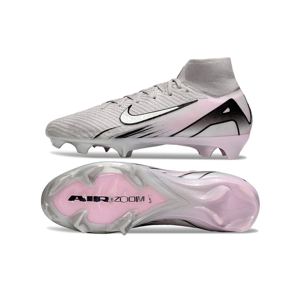 Chuteira Campo Nike Air Zoom Mercurial Superfly 10 Elite FG Cinza e Rosa