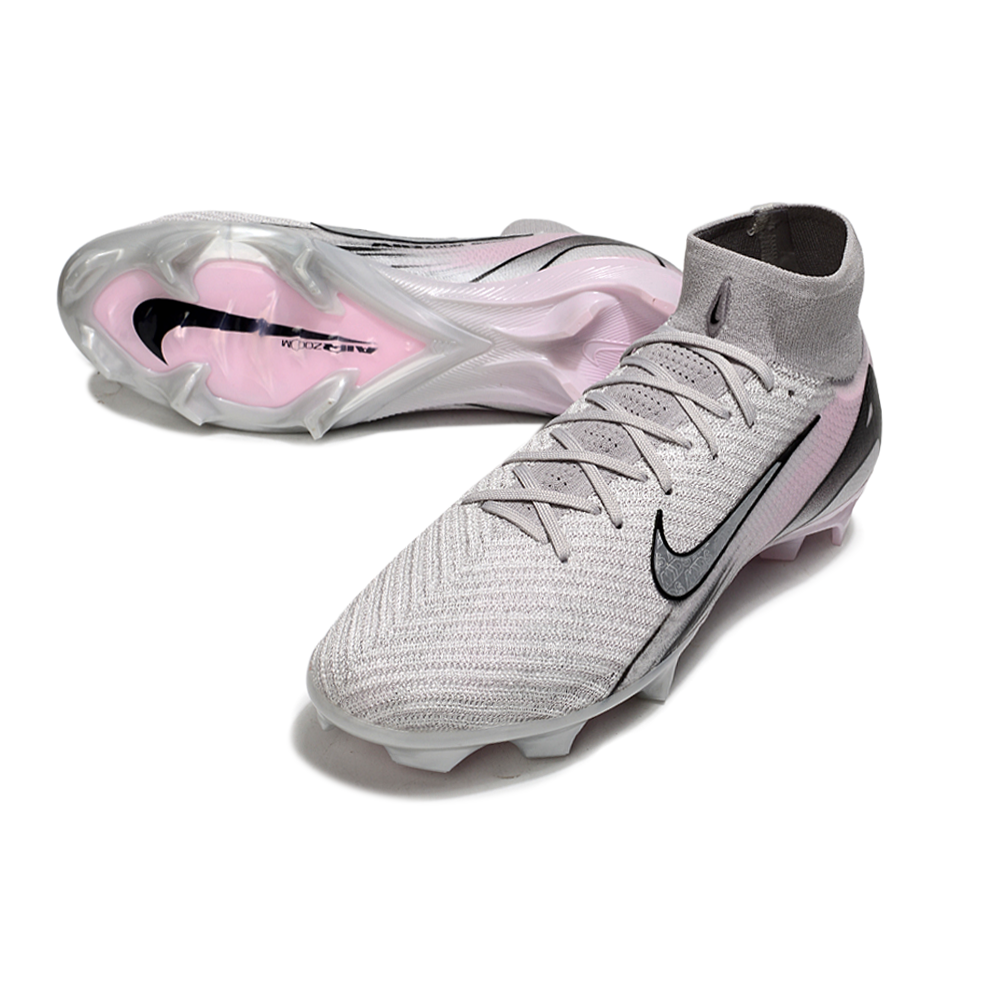 Chuteira Campo Nike Air Zoom Mercurial Superfly 10 Elite FG Cinza e Rosa