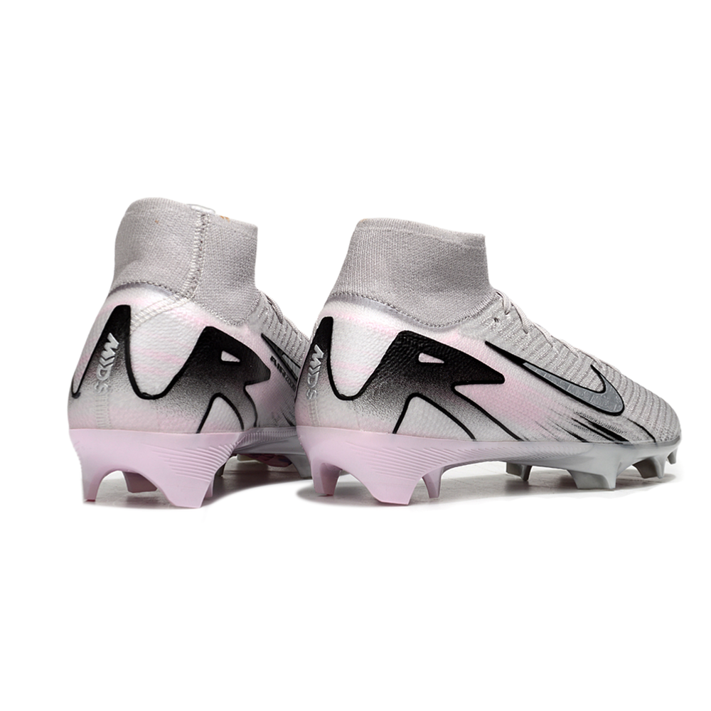 Chuteira Campo Nike Air Zoom Mercurial Superfly 10 Elite FG Cinza e Rosa