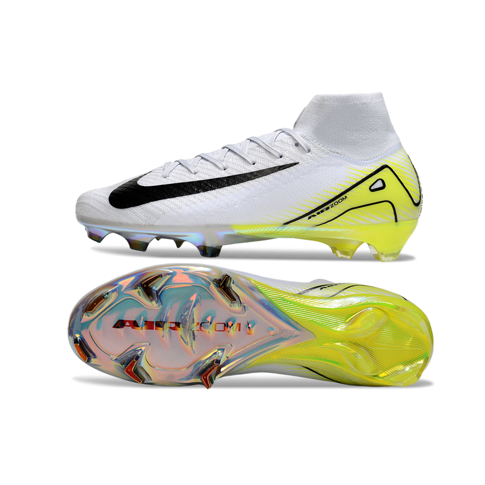 Chuteira Campo Nike Air Zoom Mercurial Superfly 10 Elite FG Cinza e Verde
