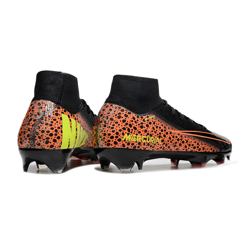 Chuteira Campo Nike Air Zoom Mercurial Superfly 10 Elite FG Preta e Laranja
