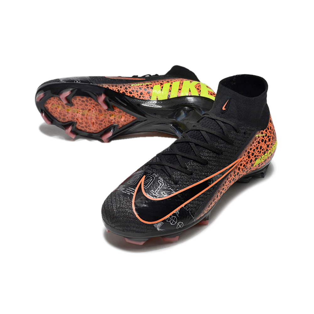 Chuteira Campo Nike Air Zoom Mercurial Superfly 10 Elite FG Preta e Laranja