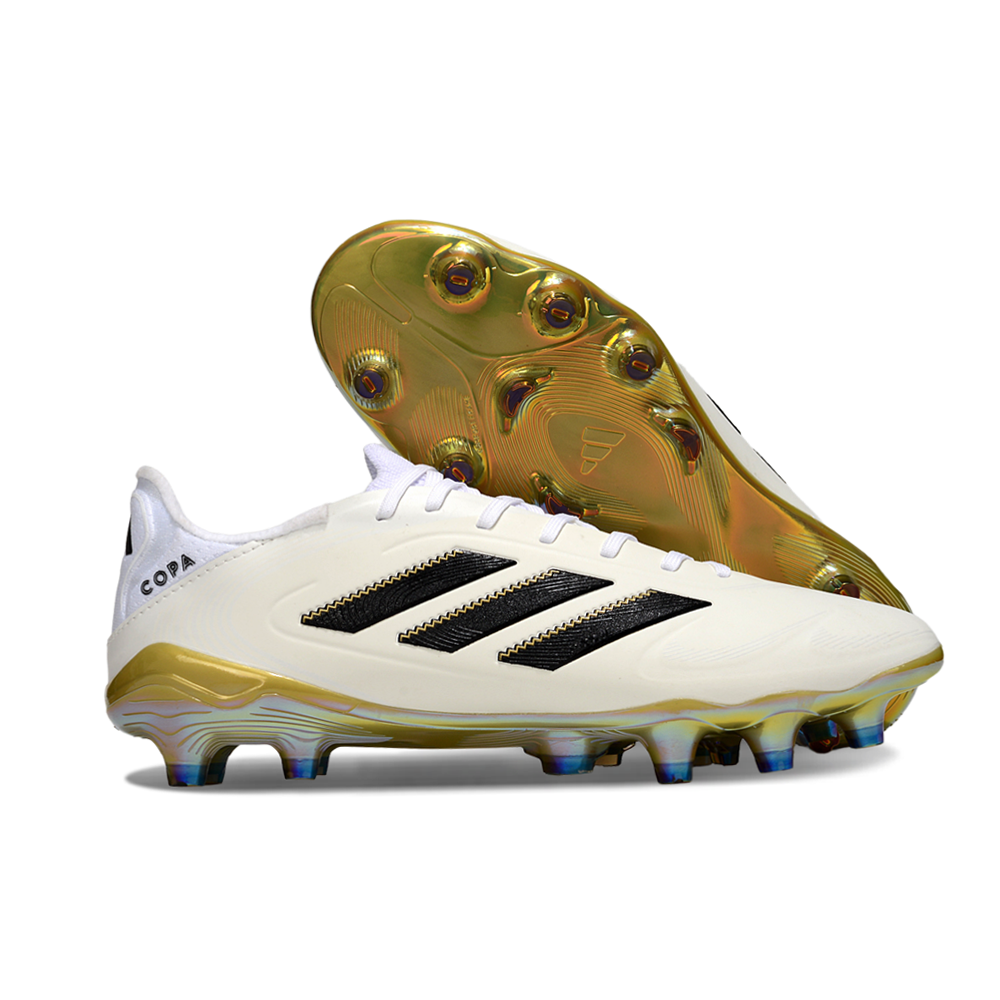 Chuteira Campo Adidas Copa Pure II Elite FG Branco, Preto e Dourado