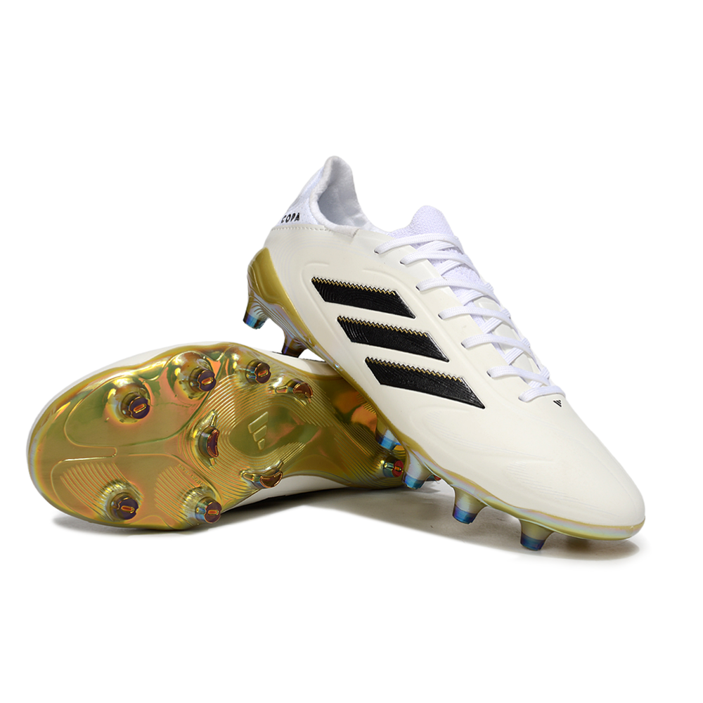 Chuteira Campo Adidas Copa Pure II Elite FG Branco, Preto e Dourado