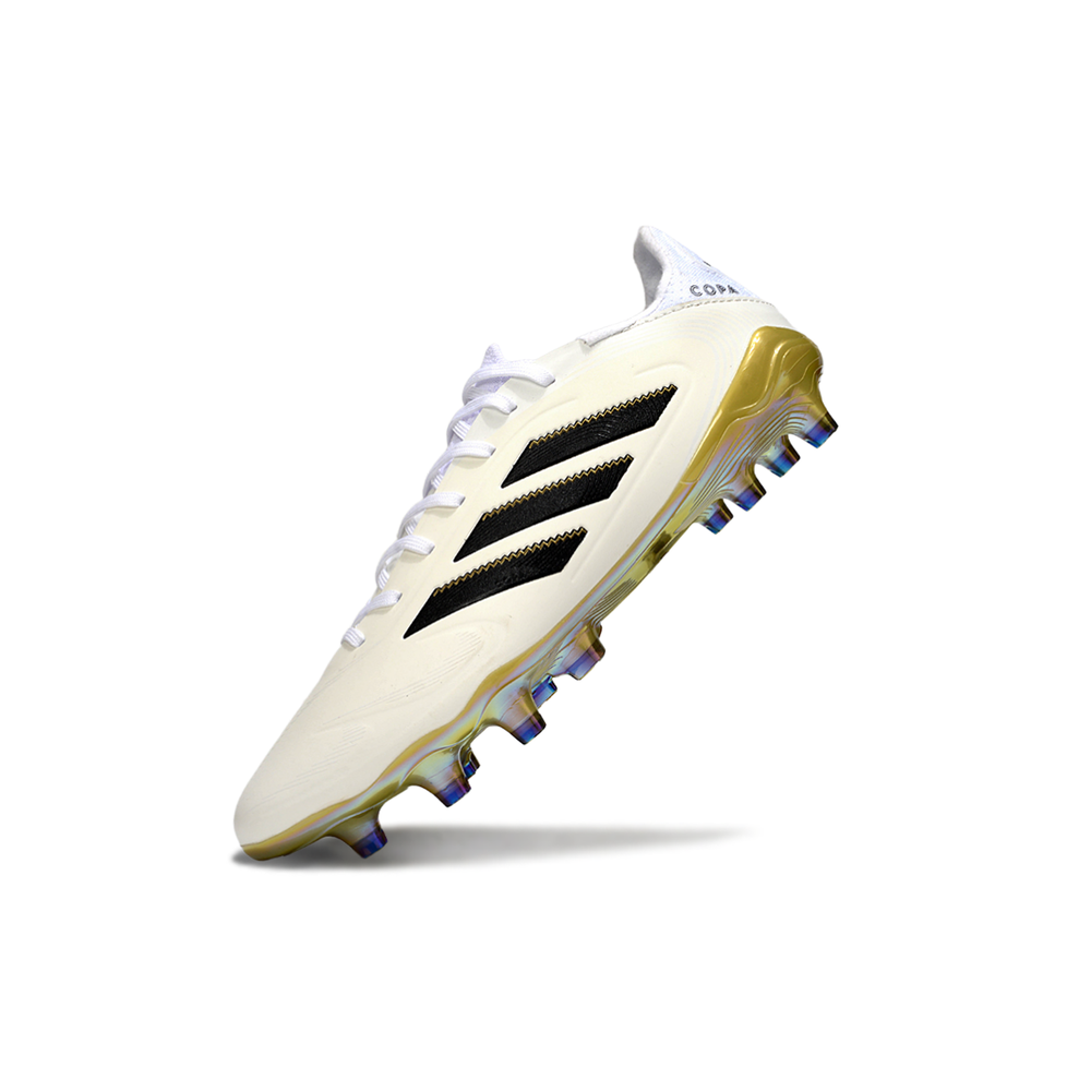 Chuteira Campo Adidas Copa Pure II Elite FG Branco, Preto e Dourado