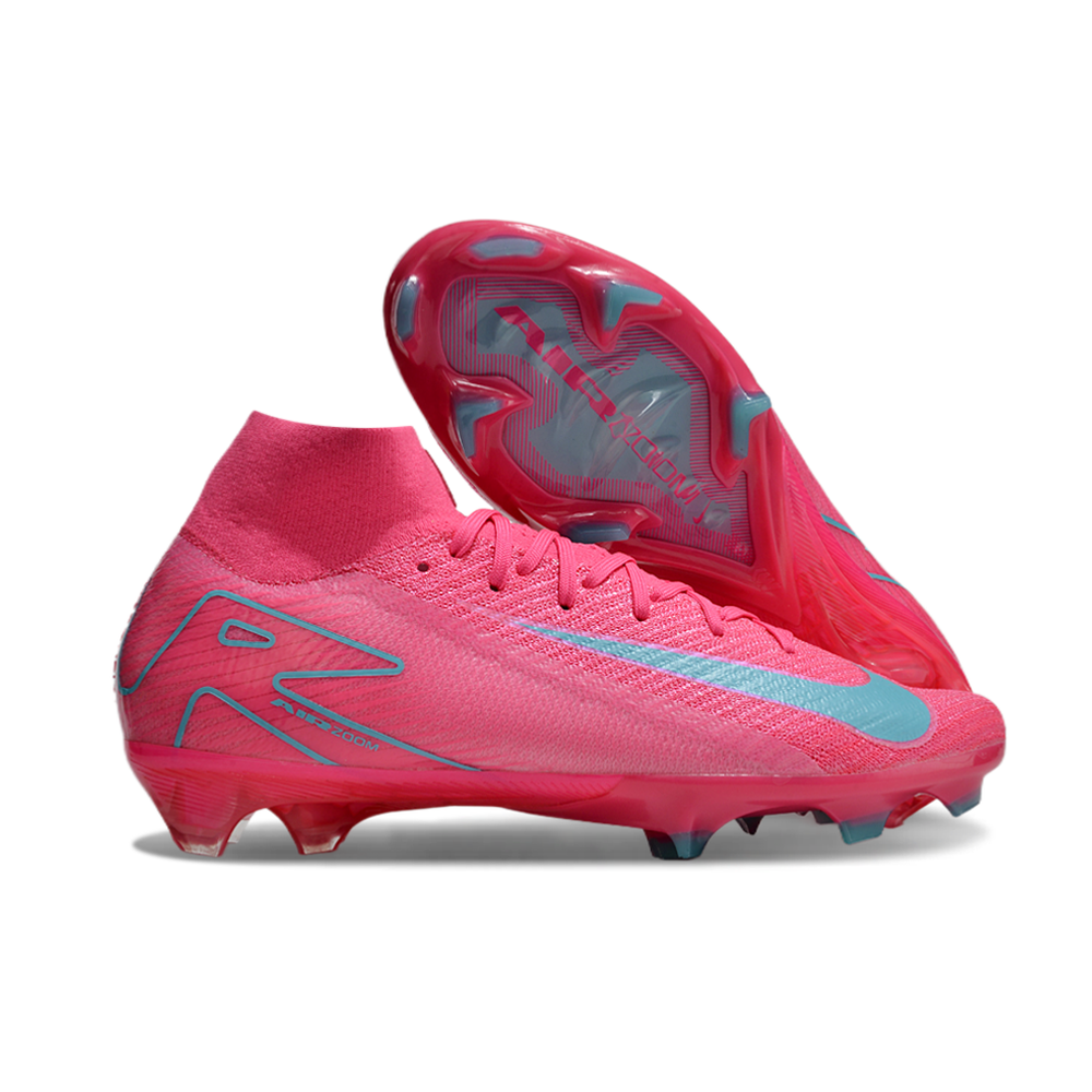 Chuteira Campo Nike Air Zoom Mercurial Superfly 10 Elite FG Rosa e Azul