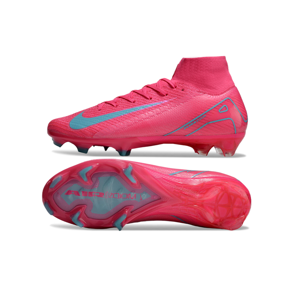 Chuteira Campo Nike Air Zoom Mercurial Superfly 10 Elite FG Rosa e Azul
