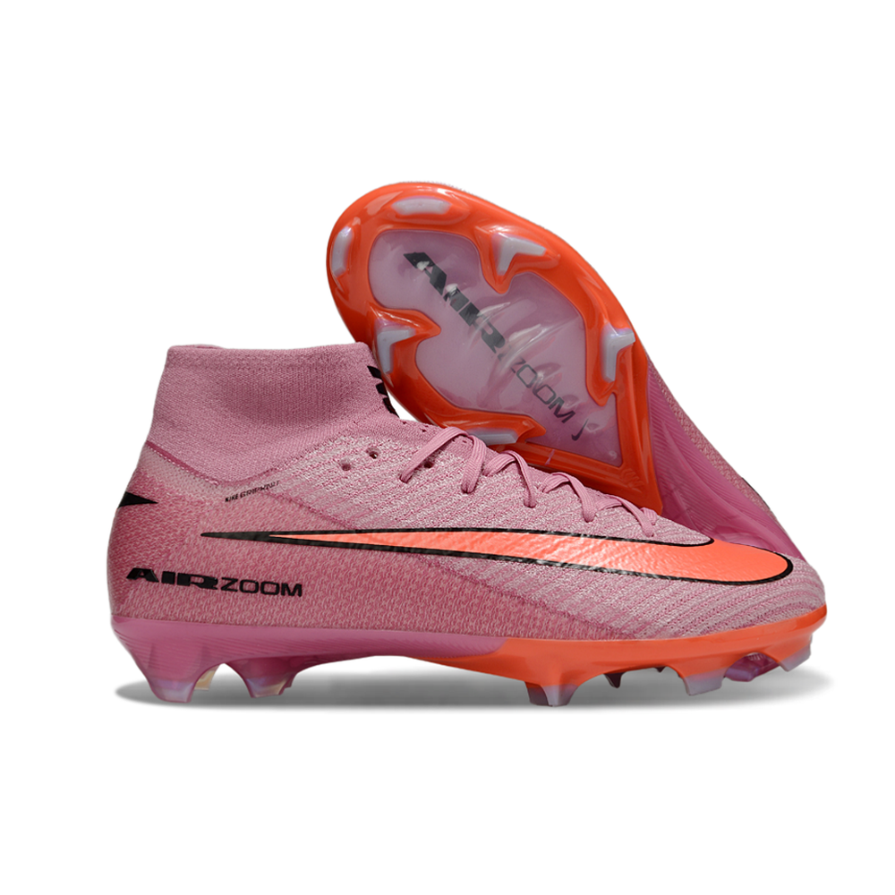 Chuteira Campo Nike Air Zoom Mercurial Superfly 10 Elite FG Rosê e Laranja