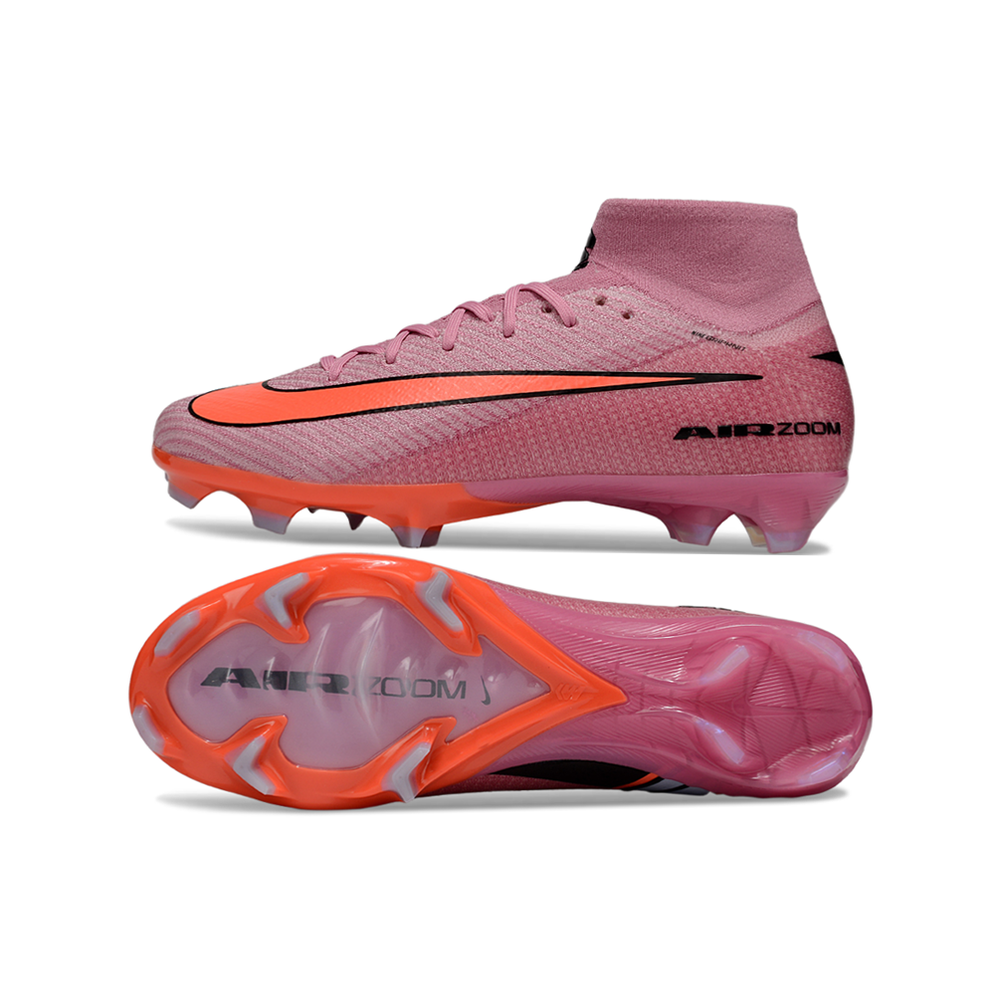 Chuteira Campo Nike Air Zoom Mercurial Superfly 10 Elite FG Rosê e Laranja