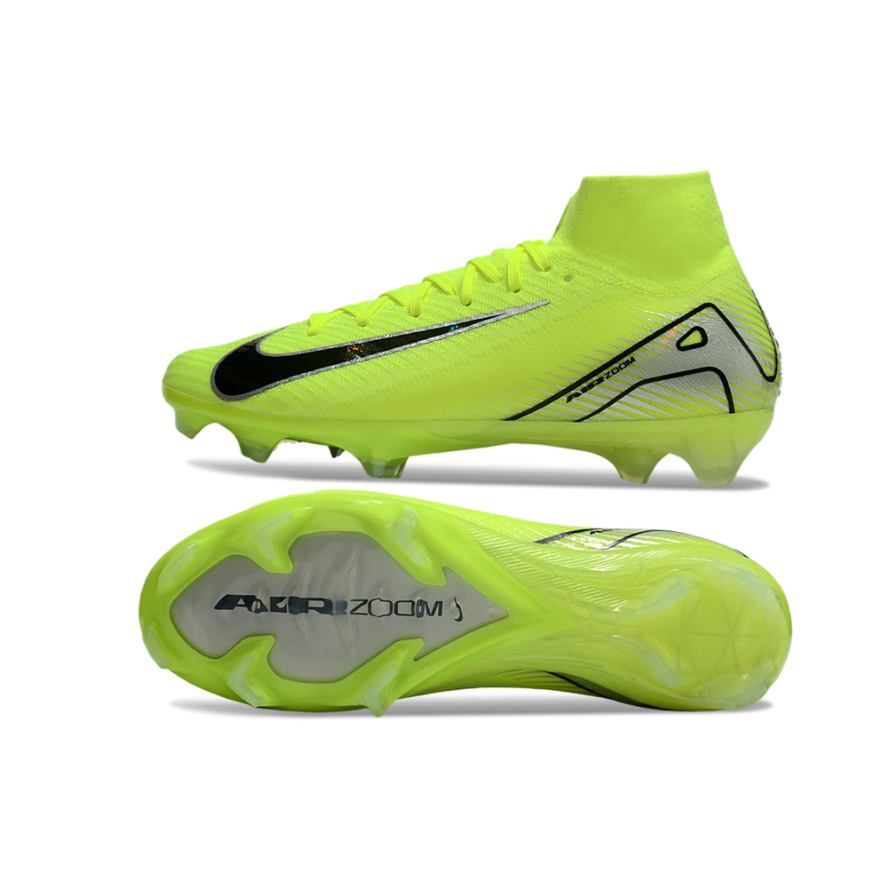 Chuteira Campo Nike Air Zoom Mercurial Superfly 10 Elite FG Verde e Preta 