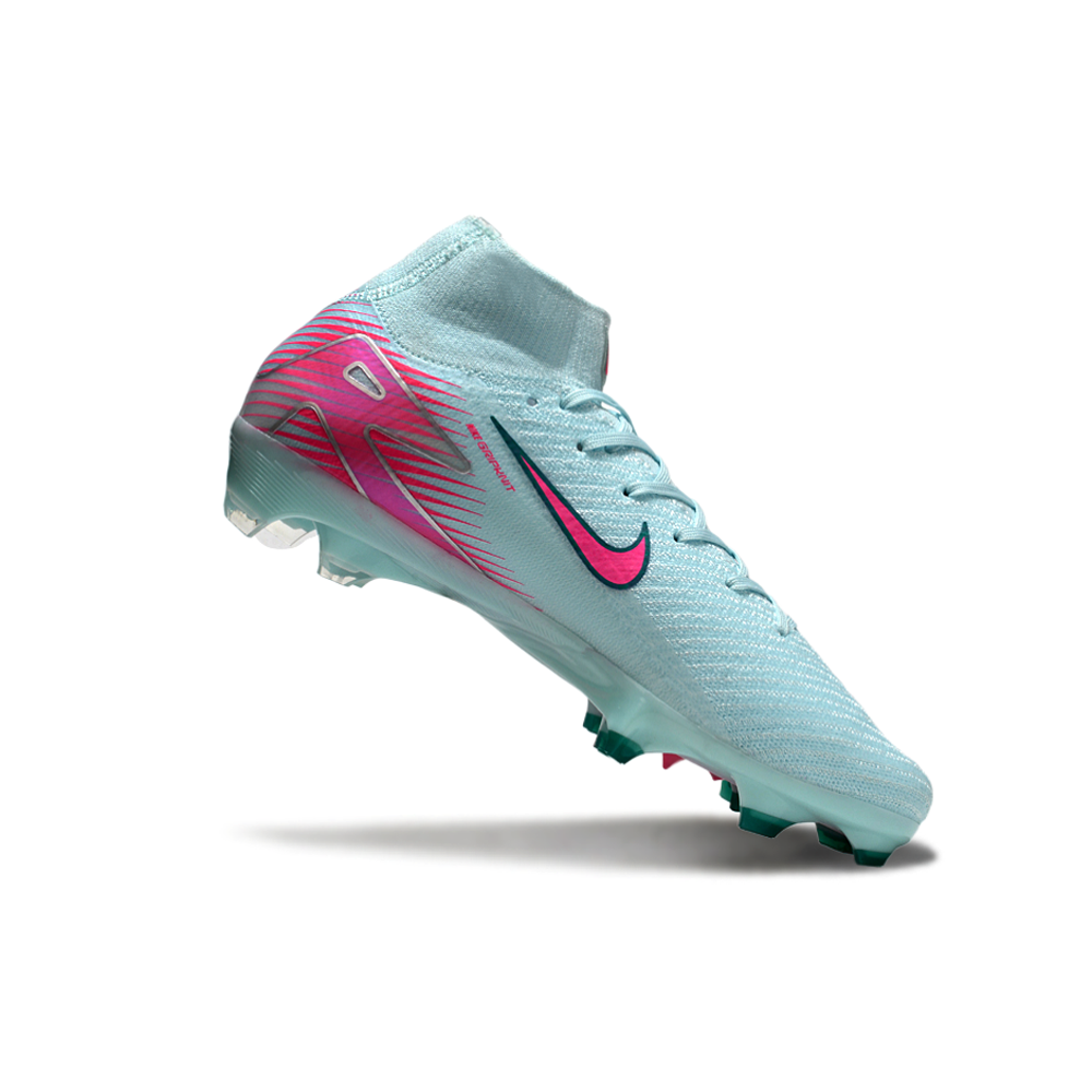 Chuteira Campo Nike Air Zoom Mercurial Superfly 10 Elite FG Verde e Rosa