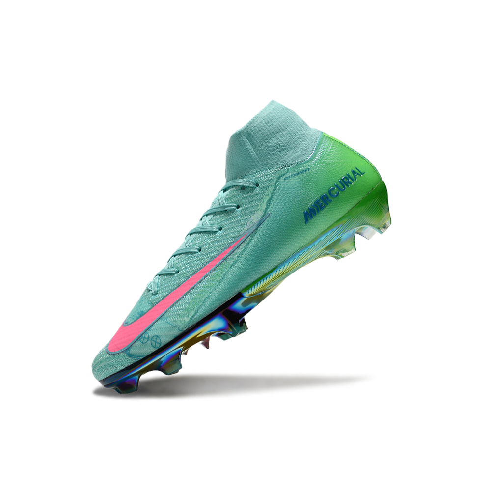 Chuteira Campo Nike Air Zoom Mercurial Superfly 10 Elite FG Verde e Rosa 