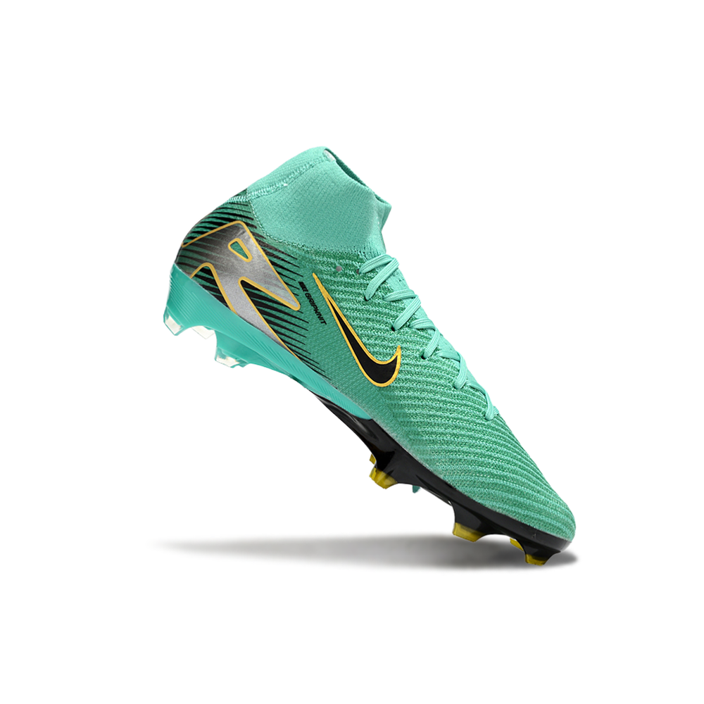 Chuteira Campo Nike Air Zoom Mercurial Superfly 10 Elite FG Verde, Preto e Dourado