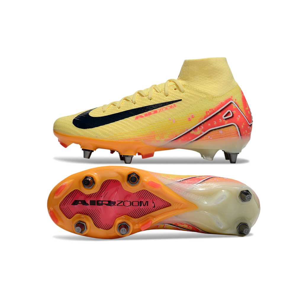 Chuteira Campo Nike Air Zoom Mercurial Superfly 10 Elite Trava Mista Amarelo e Laranja 